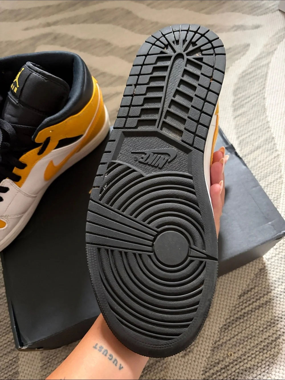 Jordan Mid Top Sneakers in Yellow White Black